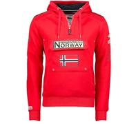 Geographical Norway GYMCLASS Men - Sweat Capuche Poche Kangourou Homme - Sweatshirt Logo Homme Pull Hood Veste - Sweat Shirt Hoody Chaud Manches Longues - Hoodie Sport Regulier (Rouge S)