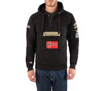 Geographical Norway GYMCLASS Men - Sweat Capuche Poche Kangourou Homme - Sweatshirt Logo Homme Pull Hood Veste - Sweat Shirt Hoody Chaud Manches Longues - Hoodie Sport Regulier (Noir L)