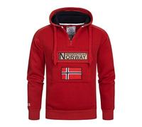 Geographical Norway Gymclass Men - Sweat Homme Capuche Poche Kangourou - Vêtement Sweatshirt Hoody Chaud Manches Longues - Pull Hommes Printemps Ete Automne Hiver (Rouge M)