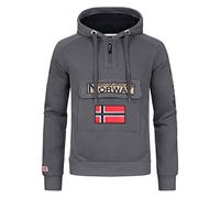 Geographical Norway Gymclass Men - Sweat Homme Capuche Poche Kangourou - Vêtement Sweatshirt Hoody Chaud Manches Longues - Pull Hommes Printemps Ete Automne Hiver (Gris Fonce M)