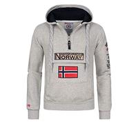 Geographical Norway Gymclass Men - Sweat Capuche Poche Kangourou Homme - Sweatshirt Logo Pull Hood Hoody Chaud Manches Longues Hommes Printemps Ete Automne Hiver (Gris Clair S)