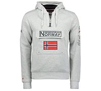 Geographical Norway Gymclass Men - Sweat Capuche Poche Kangourou Homme - Sweatshirt Logo Pull Hood Hoody Chaud Manches Longues Hommes Printemps Ete Automne Hiver (Gris Clair S)