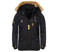 Geographical Norway Homme Stylische Veste d'hiver Manteau Langjacke AGAROS Toison Col de Fourrure Chaud Noir M