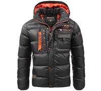Geographical Norway Homme Veste Matelassée Veste D'Hiver - avec Doublure Chaud Anorak - Veste D'Extérieur pour la Hiver / Automne dans Bundle avec UD Beanie - Noir, 3XL