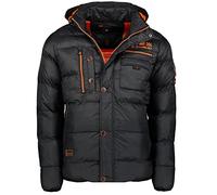 Geographical Norway Homme Veste Matelassée Veste d'hiver - avec Doublure Chaud Anorak - Veste D'Extérieur pour la Hiver/Automne dans Bundle avec UD Beanie - Noir, XXL