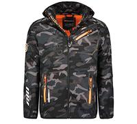 Geographical Norway Hommes Softshell Veste D'Extérieur Rainman Turbo-Dry Capuche - Noir/Orange, S