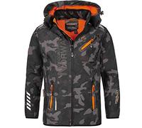 Geographical Norway Hommes Softshell Veste D'Extérieur Rainman Turbo-Dry Capuche - Noir/Orange, S
