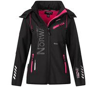 Geographical Norway IMS Edition Sport Veste de pluie softshell fonctionnelle pour femme avec bonnet urbandreamz, Rev noir, XXL
