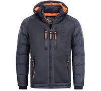 Geographical Norway IMS Production Veste d'hiver matelassée à capuche pour homme - Veste chaude doublée anorak S-7XL Outdoor SKI Snowboard Veste à capuche pour hiver/automne, bleu foncé, M