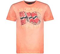 Geographical Norway JAPORAL Men - Tee Shirt Coton Homme - T Shirts Classique Logo - Vêtement Corps Manches Courtes - Col Rond Coupe Régulière Décontracté Corail L