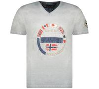 Geographical Norway jarico men Tee Shirt Coton Homme - T Shirts Classique Ete Avec Logo - Vetement Corps Manche Courte - Col V Coupe Reguliere Hommes - Été Toute Saison (GRIS_FONCE S)