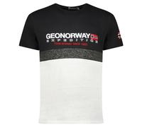 Geographical Norway jdouble men Tee Shirt Coton Homme - T Shirts Classique Ete Avec Logo - Vetement Corps Manche Courte - Col V Coupe Reguliere Hommes - Été Toute Saison (NOIR L)