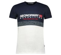 Geographical Norway jdouble men Tee Shirt Coton Homme - T Shirts Classique Ete Avec Logo - Vetement Corps Manche Courte - Col V Coupe Reguliere Hommes - Été Toute Saison (MARINE L)