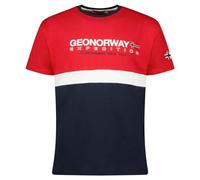 Geographical Norway jdouble men Tee Shirt Coton Homme - T Shirts Classique Ete Avec Logo - Vetement Corps Manche Courte - Col V Coupe Reguliere Hommes - Été Toute Saison (ROUGE XL)