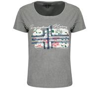 Geographical Norway jepson lady T Shirt Col V Mode Femme - Tee Shirt Fashion Coupe Reguliere - Vetements Manches Courtes Marque - Printemps Ete Automne Hiver (Gris clair L)