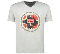 Geographical Norway jexcursion Men Tee Shirt Coton Homme - T Shirts Classique Ete avec Logo - Vetement Corps Manche Courte - Col V Coupe Reguliere Hommes - Été Toute Saison (Gris Clair S)