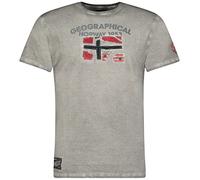 Geographical Norway JOTZ Men - Tee Shirt Coton Homme - T Shirts Classique avec Logo - Vêtement Corps Manche Courte Col Rond - Coupe Régulière Hommes Crew Neck Manches Courtes Gris MÉLANGÉ M