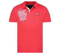 Geographical Norway Kancre Men - Polo Homme Classique - Polos Coton Manches Courtes Decontracte Col Bouton - Casual Shirt Tops Regular Classic - Printemps Été (ROUGE M)