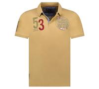 Geographical Norway Kelan Men - Polo Homme Classique - Polos Coton Manches Courtes Decontracte Col Bouton - Casual Shirt Tops Regular Classic - Printemps Été (Beige XXL)