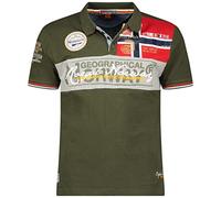 Geographical Norway Kidney Men - Polo Homme Imprimé Classique - Coton Manches Courtes Décontracté Col Bouton - Casual Shirt Tops Regular Fit Style Classic (3XL, Kaki)