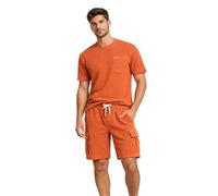 Geographical Norway Palafel Men Bermuda Homme Cargo Tissu nid d’Abeille Taille élastique Cordon réglable Short léger Respirant Style été (Rouille L)