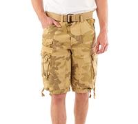 Geographical Norway Panoramique Men - Bermuda Homme Casual Coton - Short Hommes Sport Cargo - Bermudas Respirant Chino - Shorts Court A Ceinture - Coupe Normale Confortable (Camo Beige M)