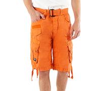 Geographical Norway Panoramique Men - Bermuda Homme Casual Coton - Short Hommes Sport Cargo - Bermudas Respirant Chino - Shorts Court A Ceinture - Coupe Normale Confortable (Orange XL)
