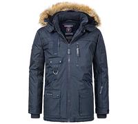 Geographical Norway Parka d'Hiver Homme Avec Capuche - Chaude Doublée Pour Ski et Snowboard - Avec Bonnet UD, Bleu Foncé, L