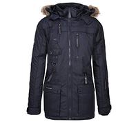 Geographical Norway, Parka homme avec capuche détachable, fourrure intérieur et autour de la capuche, nombreuses poches, Marine, L,Taille 3