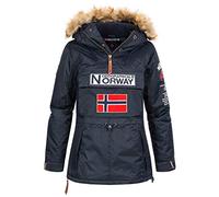 Geographical Norway, Parka Passe-tête pour Femme, Capuche avec Fourrure synthétique détachable, modèle Bridget, Marine, XXL, Taille 5
