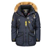 Geographical Norway, Parka pour homme fermeture zippée, capuche ajustable en fourrure synthétique, nombreuses poches, modèle AGAROS, Marine, XL,Taille 4