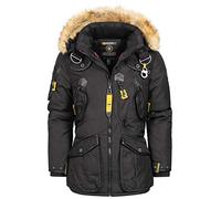 Geographical Norway, Parka pour homme fermeture zippée, capuche ajustable en fourrure synthétique, nombreuses poches, modèle AGAROS, Noir, XL,Taille 4