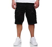 Geographical Norway Peanut Men - Bermuda Homme Casual Coton - Short Hommes Sport Cargo - Bermudas Respirant Décontracté Chino - Shorts Court A Ceinture - Coupe Normale Confortable Noir M
