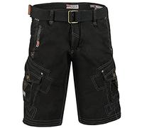 Geographical Norway Peanut Men - Bermuda Homme Casual Coton - Short Hommes Sport Cargo - Bermudas Respirant Décontracté Chino - Shorts Court A Ceinture - Coupe Normale Confortable Noir XXL
