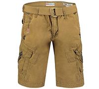 Geographical Norway Peanut Men - Bermuda Homme Casual Coton - Short Hommes Sport Cargo - Bermudas Respirant Décontracté Chino - Shorts Court A Ceinture - Coupe Normale Confortable Kaki L
