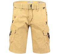 Geographical Norway Peanut Men - Bermuda Homme Casual Coton - Short Hommes Sport Cargo - Bermudas Respirant Décontracté Chino - Shorts Court A Ceinture - Coupe Normale Confortable Beige 3XL