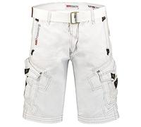 Geographical Norway Peanut Men - Bermuda Homme Casual Coton - Short Hommes Sport Cargo - Bermudas Respirant Décontracté Chino - Shorts Court A Ceinture - Coupe Normale Confortable Blanc M