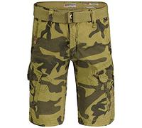 Geographical Norway Peanut Men - Bermuda Homme Casual Coton - Short Hommes Sport Cargo - Bermudas Respirant Décontracté Chino - Shorts Court A Ceinture - Coupe Normale Confortable Camo Mastic S