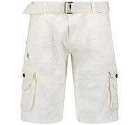 Geographical Norway Perou Men - Bermuda Homme Casual Coton - Short Hommes Sport Cargo - Shorts Bermudas Court A Ceinture Coupe Normale - Homme Printemps Été (BLANC L)