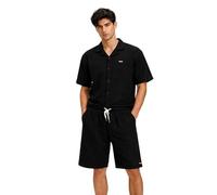 Geographical Norway Pifel Men Bermuda Homme Short Molleton été Coupe Droite Taille élastique Cordon Ajustable Poches latérales arrière Tissu nid Abeille Style détente Sport Vacances (Noir XL)
