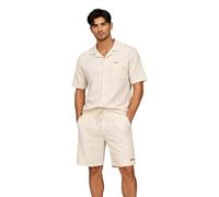 Geographical Norway Pifel Men Bermuda Homme Short Molleton été Coupe Droite Taille élastique Cordon Ajustable Poches latérales arrière Tissu nid Abeille Style détente Sport Vacances (Sable M)