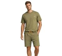 Geographical Norway Pirofar Men Bermuda Homme Short Molleton été Coupe Droite Ceinture élastique épaisse Cordon Ajustable Poches côtés arrière Style Casual Sport détente Vacances (Kaki L)
