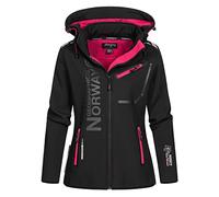Geographical Norway Reine Lady - Veste Manteau Softshell Femme Capuche Impermeable - Blouson Coupe Vent Resistant - Doudoune Polaire Randonnee Ski Automne Hiver Printemps (Noir Rose XL)