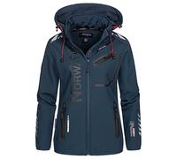 Geographical Norway Reine Lady - Veste Manteau Softshell Femme Capuche Impermeable - Blouson Coupe Vent Resistant - Doudoune Polaire Randonnee Ski Automne Hiver Printemps (Marine Marine L)