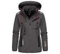 Geographical Norway REINE Lady - Veste/Softshell Femme, Blouson coupe vent resistant et impermeable - Jacket à capuche Outdoor (as4, alpha, m, regular, regular, Gris/Noir, M)