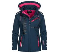 Geographical Norway RÊVEUSE Lady - Veste Softshell Femme Impermeable - Jacket À Capuche Outdoor - Blouson Coupe Vent Resistant Hiver - Activites en Exterieur Randonnée - Bleu/Rose M - Taille 2