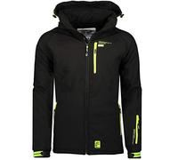 Geographical Norway Ritchoneama Men - Veste Softshell Capuche Homme Impermeable - Manteau Outdoor Blouson Coupe Vent Tactique Resistant - Randonnee Ski Automne Hiver Printemps (Noir S)