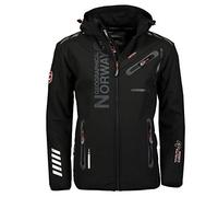 Geographical Norway Royaute Men Distribrands - Veste Softshell Homme Impermeable - Manteau Respirant À Capuche Outdoor - Blouson Coupe Vent Tactique Resistant Hiver (Noir_Noir L)