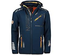 Geographical Norway Royaute Men Distribrands - Veste Softshell Homme Impermeable - Manteau Respirant À Capuche Outdoor - Blouson Coupe Vent Tactique Resistant Hiver (Marine_Orange M)