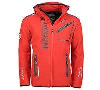 Geographical Norway Royaute Men Distribrands - Veste Softshell Homme Impermeable - Manteau Respirant À Capuche Outdoor - Blouson Coupe Vent Tactique Resistant Hiver (Rouge_Noir S)